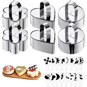 Jexnovashop-6 Pi&egrave;ces Cercle Patisserie 8 Cm Anneaux &Agrave; Dessert Petits Cercles &Agrave; P&acirc;tisserie Emporte Piece Avec Poussoir Et Mod&egrave;le Cercle De Pr&eacute;sentation Cuisine Pour Dessert G&acirc;teau Mousse Biscuit (3 Fo - Neuf