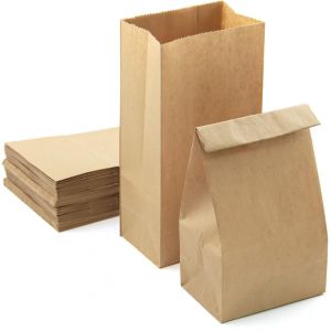 KAL- 100 Sachet Papier Kraft 9 X 17 X 5.5Cm, Sac Cadeau En Papier, Pochette Kraft Alimentaire Pour Sandwich, Bonbons, Calendrier De L'Avent, Autocollant Mariage (100Pc, 9 X 17 X 5.5Cm) - Neuf
