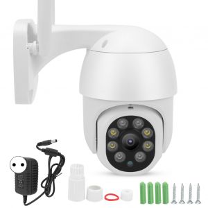 Camera de securite Wi-Fi 1080p, detection de mouvement, radio bidirectionnelle, 8 LED, vision nocturne infrarouge, etancheite IP66, prise UE 100-240 V - Neuf