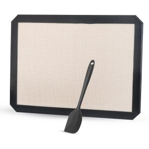 AYUHR-Tapis de cuisson en silicone avec 1 spatule en silicone - Accessoire de cuisson réutilisable - Marron et noir - Neuf