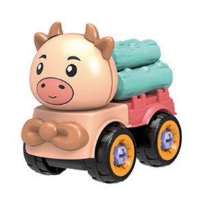 Children's Detachable Pull Back Car Toy Kids Simulated Friction Power Car Lifelike Truck Sprinkler Portable Toys-Charrette à veaux en bois - Neuf