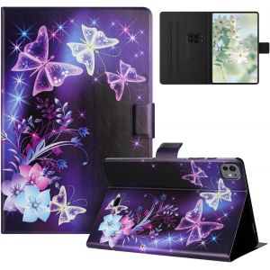 Coque Pour Ipad Air 11 (2024)/Ipad Pro 11/Ipad Air 4th/5th Gen (2020/2022 Tablette Étuis Housse Pu Cuir Flip Support Portefeuille Protection Motif Peint Étuis Cover,Papillon Violet[Coq9128874] - Neuf