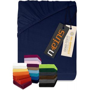 Tianyi-Drap-Housse Classique En Jersey - De Nombreuses Couleurs Et Tailles - 100% Coton 159.192, 70 X 140 Cm, Bleu Marine - Neuf