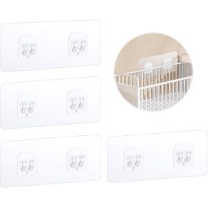 Rrochets Adhésifs de Rechange Solides 4 PCS Crochets Adhésifs Transparents Crochets Adhésifs de Rechange Résistants Crochets Adhésifs de Rechange pour Étagère de Douche pour Salle de Bain et Cuisine - Neuf