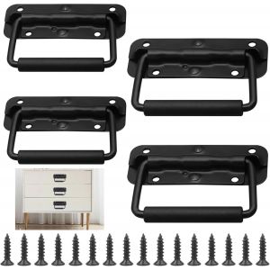 lbgwp60-Poigne De Coffre, 4 Pièce Poignée De Boîte, Poignées Pliantes À Ressort, 2 Pièces De 100 Mm Et 2 Pièces De 120 Mm, Poignées Pliantes À Ressort Avec Poignée, Poignées De Caisse Pliantes, Noir - Neuf