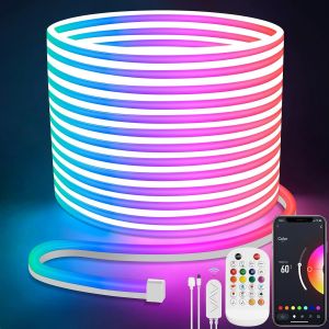 Ruban Led 20m, Rgb Neon Bande Led App Contrôle, Multicolore 24v Flexible Étanche Découpable Synchronisation Musicale Bandeau Lumineuse Led Pour Intérieur Déco - Neuf