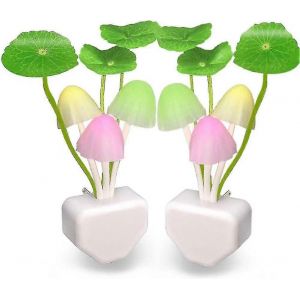 [Paquet De 2] Plug In Led Champignon Veilleuse Lampe Avec Cr&eacute;puscule &Agrave; L'aube Capteur Cut Couleur Changeant Lit Veilleuse Led Applique Murale - Neuf