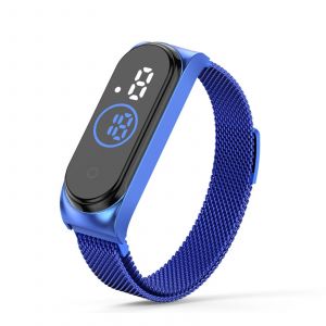 Luxe Dames Montre Femmes &Eacute;cran Tactile Led Montres Mode Femmes Horloge &Eacute;lectronique Magn&eacute;tique Montres-Bracelets Bleu - Neuf