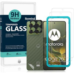 JGD-Verre Tremp&eacute; pour Motorola Edge 70 5G,2 Pi&egrave;ces Duret&eacute; 9H Protecteurs d'&eacute;cran et Protection Cam&eacute;ra,Facile &agrave; Installer,Support D&eacute;verrouillage Des Empreintes Digitales,Anti-bulle,Anti-&eacute;clat - Neuf
