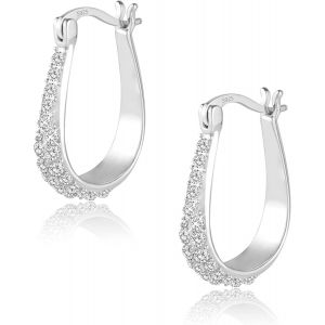 Kalanka-Boucles D'oreille C?ur Argent 925, Cr&eacute;oles &Eacute;paisses Grands Zircon, Chunky, G&eacute;om&eacute;trique, Ovales, Carr&eacute;es, Rondes, Hypoallerg&eacute;niques, Plaqu&eacute; Or 14 Carats, Femme - Neuf