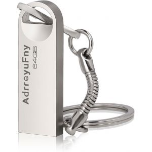 TTA-Clé USB 64Go, Pen Drive 64Go Imperméable Flash Drive USB 2.0 Portable Métal Mémoire Stick pour Ordinateur Portable/PC/Smart TV etc (Argent) - Neuf