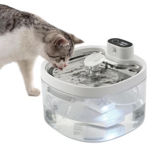 Subzonal-Fontaine &Agrave; Eau Pour Chat - 2,6 L Distributeur Chien Automatique &Agrave; Pile - Super Silent - Avec D&eacute;tecteur De Mouvement - Batterie Avec Capteur - Sans Fil - Neuf