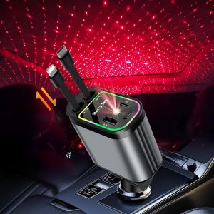 R&eacute;tractable Chargeur Voiture,66 W Chargeur De Voiture 4 En 1 &Agrave; Charge,Allume Cigare Usb C,Accessoire Voiture Interieur,Pour Iphone, Samsung Galaxy, Google - Neuf