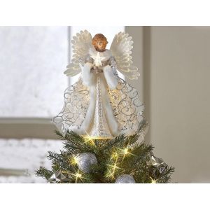 Ange de 25 cm pour sapin de No&euml;l avec guirlande lumineuse USB, id&eacute;al pour d&eacute;corer votre sapin. - Neuf
