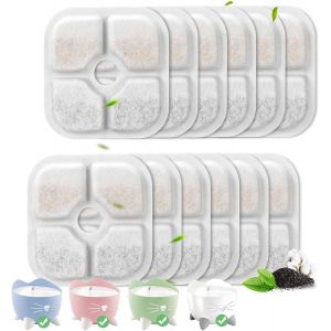 Lot De 16 Filtres Pour Fontaine &Agrave; Chat De 2,5l,Filtre De Rechange Pour Fontaine &Agrave; Chat Avec R&eacute;sine,Charbon Actif,Syst&egrave;me De Filtration &Agrave; Trois Couches Pour Chat - Neuf