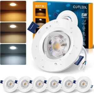 Subzonal-Spots Led Encastrables Orientable, 5w 500lm Spots De Plafond Extra Plat Encastr&eacute; Blanc Chaud 3000k Blanc Neutre 4000k Blanc Froid 6500k,Ip44 Spot Pour Salle De Bain,Trou &iquest;65-80mm, Lot De 6 - Neuf