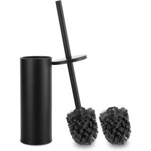 KAL-Brosses Wc Et Supports, Brosse À Toilettes En Acier Inoxydable, Set De 2 Têtes De Nettoyage Au Sol, Design Anti-Éclaboussures Et Base Étanche - Neuf