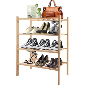 Kgabery-Étagère À Chaussures En Bambou À 4 Niveaux Pour Entrée,Couloir,Chambre À Coucher,Salon - Neuf