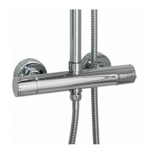 Mitigeur thermostatique rond double sortie pour colonne de douche - chromé - Neuf