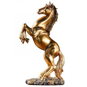 Statue de cheval debout, sculpture de cheval de style européen, figurine décorative, décoration de maison, de bureau, accessoire de photographie (jaune) - Neuf