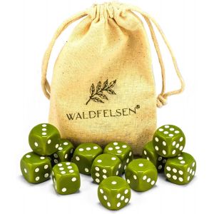 Sansh-® Lot De 6, 12, 20, 30 Ou 50 Dés De Haute Qualité De La Marque ® Taille Standard 16 Mm Cube Acrylique Bouton Cube De Jeu Dice 6 Côtés Accessoires De Jeu Avec Sac En Tissu (Olive - Neuf