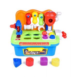 Jouets pour garçons de 1 à 2 ans, grand établi épais et multifonctionnel avec lumière musicale, jouets de construction éducatifs pour bébés de 1 à 3 ans, garçons et filles de 12 mois et plus. - Neuf