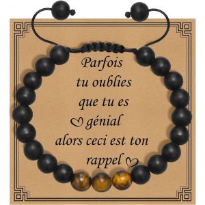 Kalanka-Cadeau Homme Bracelet Pierres Naturelles - Bracelet Amitié Porte-Bonheur Bijoux Homme Cadeau Anniversaire Saint-Valentin Noël Fête Des Pères - Neuf