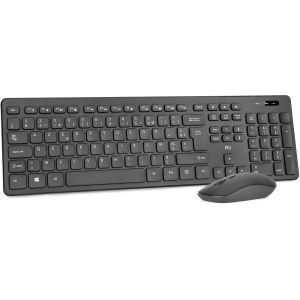 MDY-RK200 Ensemble Clavier Souris sans Fil bureautique Clavier de Bureau 2.40Ghz AZERTY(Version Française) avec Taille Complète 104 Touches - Neuf