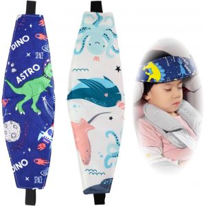 Eryi-2pcs Bandeau Voiture Pour Enfant, Repose Tête Voiture Enfant En Coton Doux, Appuie-Tête Sécurité Sommeil Bébé, Sangle Universelle Pour Siège Auto, Poussette, Tour De Cou Enfant Confortable - Neuf