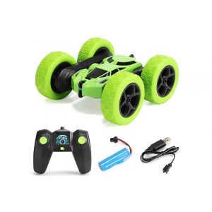 Voiture t&eacute;l&eacute;command&eacute;e 4x4 2,4 GHz, double face, rotative &agrave; 360 degr&eacute;s, verte, pour enfants - Neuf