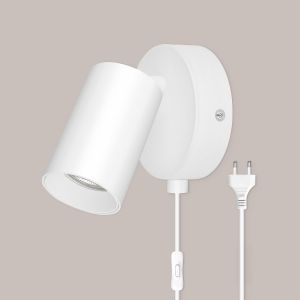2pcs Applique Murale Intérieure Avec Prise Et Interrupteur - 7w Blanc Gu10 Lampe De Chevet Murale Moderne Tourner 350° - Lampe Murale Pour Chambre Salon Couloir - Sans Ampoules - Neuf