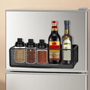 Chaas-2 Pcs Étagère Magnétique Réfrigérateur, Porte Épices Cuisine Aimanté, Support Épices Cuisine Avec Tablette, Organisateur Magnétique Frigo 26x12x7.5cm, Pour Pot Salle De Bain Machine À Laver - Neuf