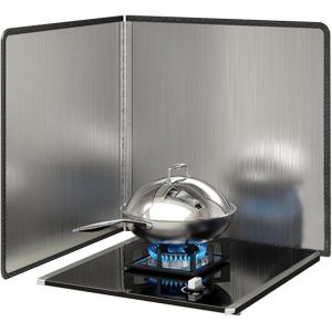 Plaque anti-projections,Cuisine Pliable Protection D'écran Anti-éclaboussures, Acier Inoxydable evêtement,nettoyage facile Protection anti-graisse (50 x 50 cm) - Neuf