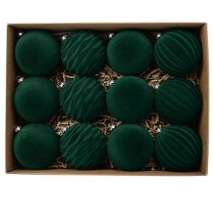 8cm Flocage Boule de No&euml;l, Boule Sombre de Velours Boule de No&euml;l D&eacute;coration d'Arbre de No&euml;l 12pcs g2414679 - Neuf