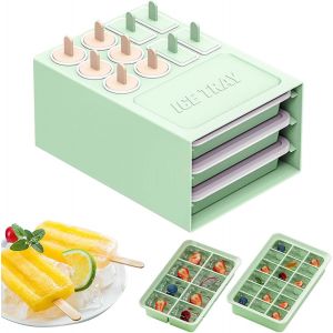 Kal-Plastique Moules À Glace,Plateaux Multifonctions 3 En 1 Pour Bac A Glacon,Moules À Crème Glacée,Moules À Popsicle Avec Batonnet Pour Popsicles, Crèmes Glacées, Sorbets Nourriture - Neuf