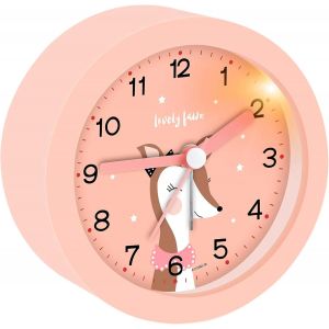 Kal-Réveil Analogique Sans Tic-Tac Pour Enfant - Table De Chevet - Avec Veilleuse - Réveil D'apprentissage Portable Silencieux Pour Filles Et Garçons - Neuf