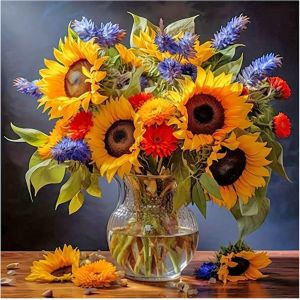 Ayuhr-40x40cm Diamond Painting Fleurs Tournesol Broderie Diamant Fleurs Tournesol Kit Complet De Peinture Diamant Tableau Diamond Painting Fleurs Peinture Diamant Tournesol Pour Décoration Murale - Neuf