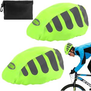 2 Pièces Housse Imperméable Couvre Casque Velo,Housse De Casque Réfléchissante,Housse Anti-Poussière Universelle Pour Casque De Vélo Pour Le Cyclisme,Avec Sac De Rangement - Neuf