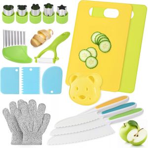 Eryi-Couteau De Cuisine Pour Enfants 18 Pièces, Ensemble De Couteaux De Cuisine Pour Enfants, Couteau De Sécurité Pour Enfants Pour Couper Les Fruits Et Légumes, Adapté Aux Enfants Âgés De 2 Ans Et P - Neuf