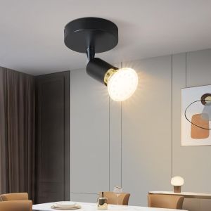 Kal-Spot De Plafond Led 1 Spot - Plafonnier Noir Plafonnier Moderne Spot De Plafond Gu10 Pivotant À 330° Spot Mural Rotatif Spot Plafond Salon Chambre Couloir Sans Ampoule - Neuf