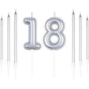 ERYI-Lot De 18 Bougies Longues Pour Décoration De Gâteaux Argenté - Neuf