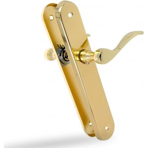 Lot de 2 poignées de porte | Manivelle fonctionnelle et ergonomique | Plaque ovale en acier et poignée de Zamak | Argent mat | Sans trou | 237 x 40 x 55 mm - Neuf