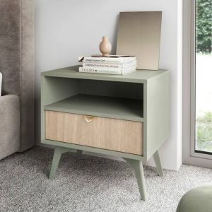 Table de Chevet Komodee TOFINO STO1 Pieds en bois Vert D&iquest;d 38 x 54 x 54 cm - Neuf