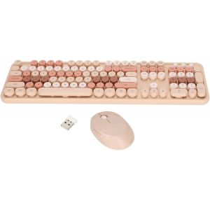 Ensemble Clavier Et Souris Colorés, Clavier Sans Fil Avec Touches Rondes Souris Ergonomique, Ordinateur Compact Mignon 104 Touches Clavier Et Souris Ou Système Windows(Mixte) - Neuf