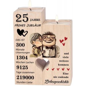 Kalanka-Cadeau De Noces D'argent, Bougeoir, D&eacute;coration De Noces D'argent, 25 Cadeaux D'anniversaire De Mariage - Cadeau Heureux 25e Anniversaire Pour Femme, Homme, Couple, Femme, Homme - Neuf