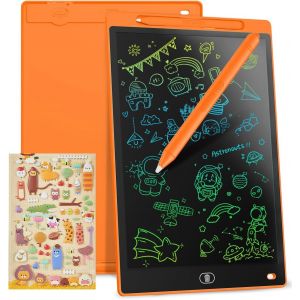 KALANKA-Tablette graphique LCD Écriture colorée de 10 pouces, tableau de dessin effaçable portable, cadeau pour enfants, tablette graphique pour jeux enfants 2 3 4 5 6 7 ans filles (orange) - Neuf