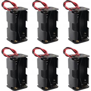 lbgwp60-6 Pièces 4 × 1.5V Aa Support De Batterie, Support De Boîte De Rangement De Batterie En Plastique Pour 4 X Aa 4Aa 6V 4 Fentes Double Face Boîte De Batterie Avec Fils - Neuf