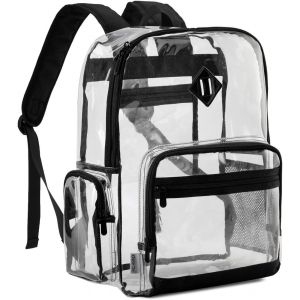 ChenQuanSarl-Sac &Agrave; Dos Transparent, Sac &Agrave; Dos Voir &Agrave; Travers En Pvc Pour Femme, Grand Sac En Plastique Sac &Agrave; Dos D&eacute;contract&eacute; Multi-Poches Pour Le Travail De Voyage Scolaire (Contr&ocirc;le Facile) - Neuf