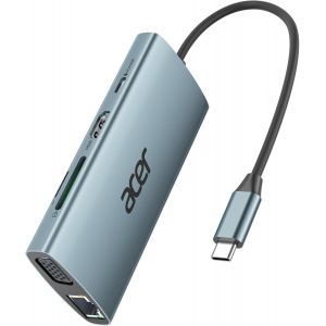 Hub Usb C, Adaptateur Type C Vers Hdmi 4K Avec Vga, Ethernet Rj45, Pd 100W, Lecteur De Carte Sd/Tf, 3*Usb 3.0, Station D'Accueil Usb C Compatible Avec Macbook, , Surface, Hp, Dell Etc.[Z378] - Neuf
