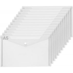 12 pcs. Pochettes porte-documents, A4 Transparent Pochettes porte-documents avec bouton-pression,A4 Pochettes Portefeuille pour Fichier,Papier,Re&ccedil;us,Devoirs - Neuf